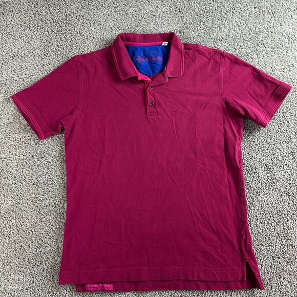 Robert Graham Shirt Mens Medium Red Maroon Classic Fit Short Sleeve Polo - Picture 2 of 8